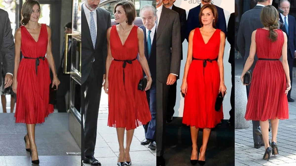 La Reina Letizia deslumbra en Milán con elegante vestido rojo