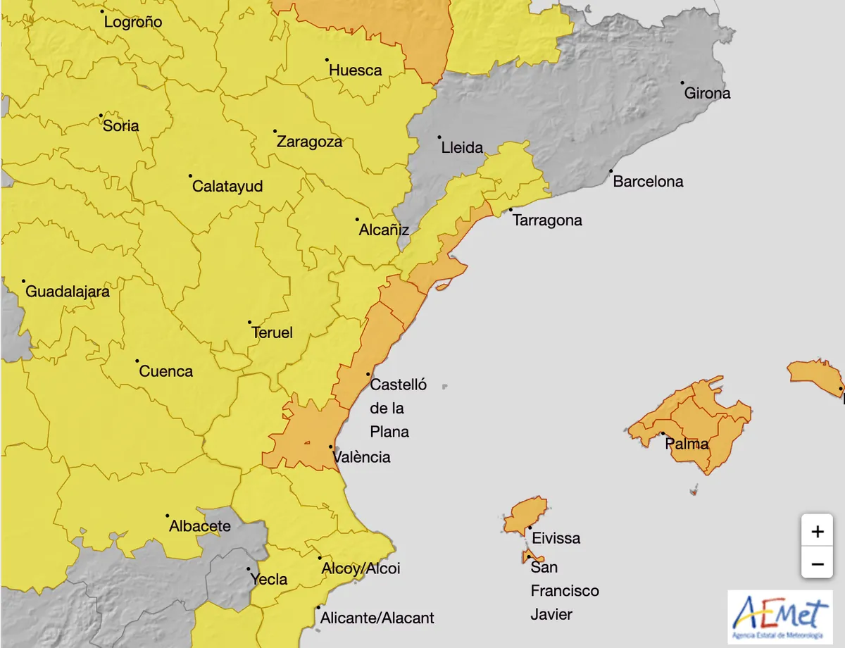 Alerta amarilla en España: lluvias, vientos y calor afectan a 10 provincias